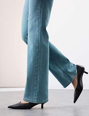 Lyocell Blend High Waisted Flared Jeans