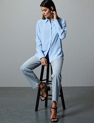 High Rise Straight Leg Ankle Grazer Jeans