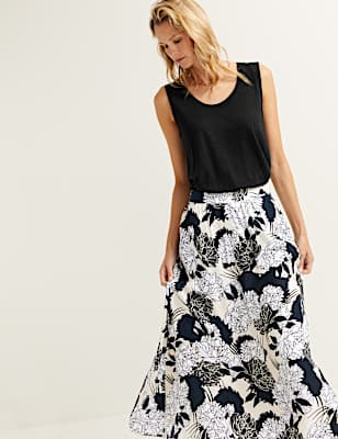 Cupro Rich Floral Maxi Slip Skirt