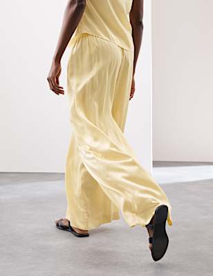 Cupro Rich Wide Leg Trousers