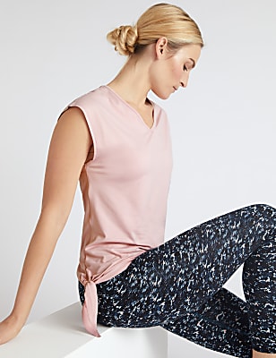 V-Neck Tie Side Short Sleeve Yoga Top