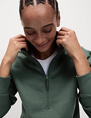 Cotton Rich Funnel Neck Half Zip Sweatshirt