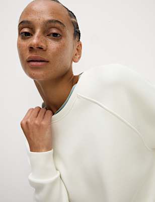 Round Neck Relaxed Yoga Crop Sweatshirt