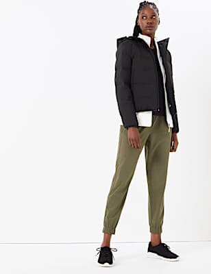 Woven Mesh Panelled Cuffed Joggers