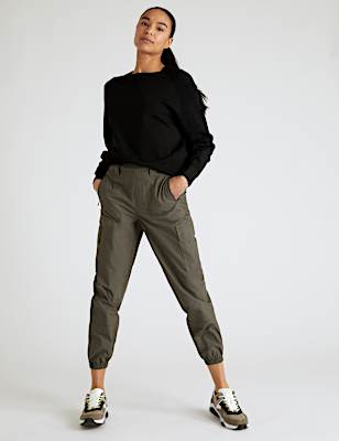 Pure Cotton Utility Cuffed Walking Trousers