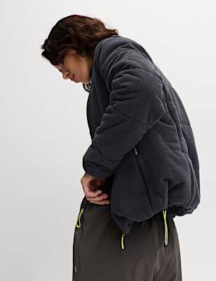 Textured Funnel Neck Puffer Jacket