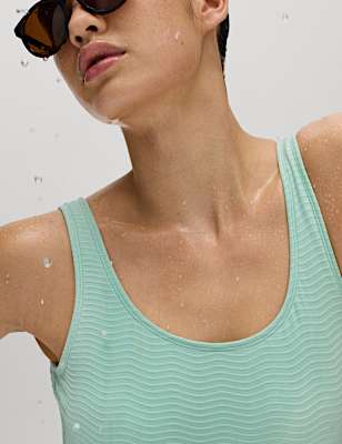 Tummy Control Textured Padded Scoop Back Swimsuit