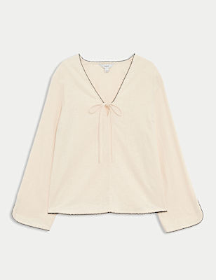 Linen Rich V-Neck Top