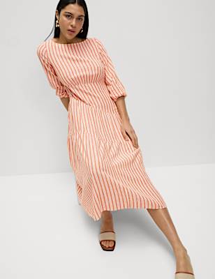 Linen Rich Asymmetrical Midi Beach Dress
