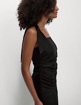 Linen Rich Broderie Midi Shift Dress