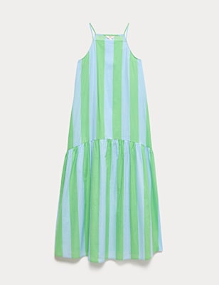 Pure Cotton Strappy Square Neck Beach Dress