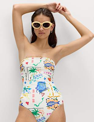 Printed Bandeau Swimsuit