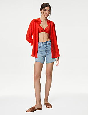 Linen Blend Collared Relaxed Shirt