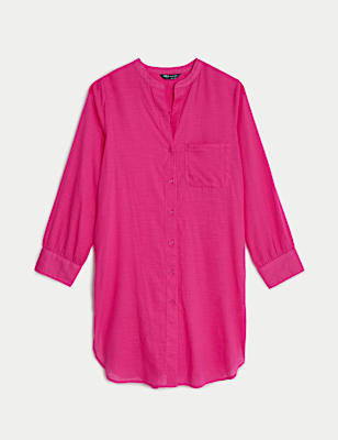 Pure Cotton Round Neck Longline Beach Shirt