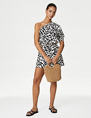 Pure Cotton Printed One Shoulder Beach Top