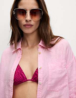 Pure Linen Collared Relaxed Shirt