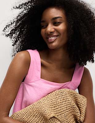 Linen Rich Square Neck Vest Top