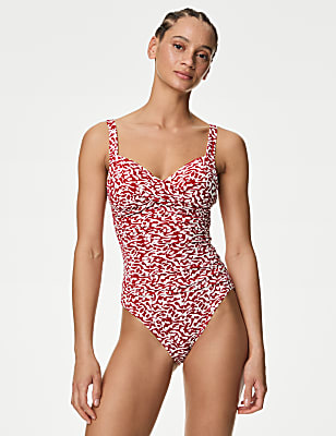 360 Tummy Control Printed Plunge Swimsuit