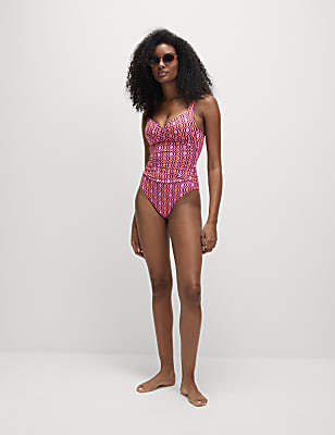 360 Tummy Control Printed Plunge Swimsuit