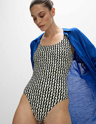 Printed Scoop Neck Swimsuit