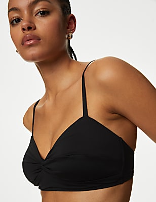 Padded Twist Front Plunge V-Neck Bikini Top