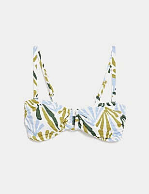 Striped Padded U-Wire Bandeau Bikini Top