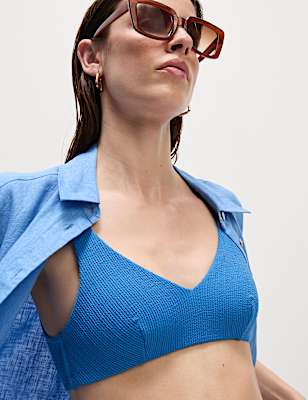 Textured Padded Plunge Bikini Top