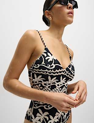 Printed Padded Plunge Swimsuit