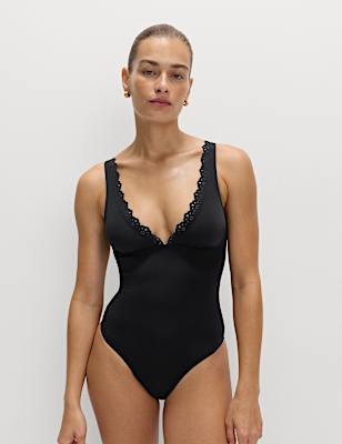 Sculpt Broderie Trim Plunge Swimsuit