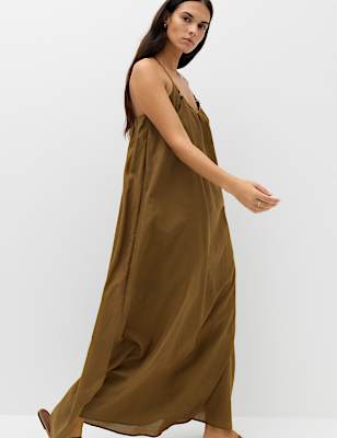 Pure Cotton Beaded Strappy Beach Dress
