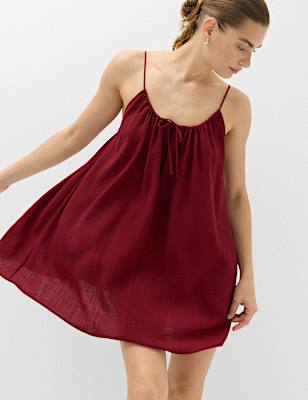 Tie Front Strappy Mini Slip Dress