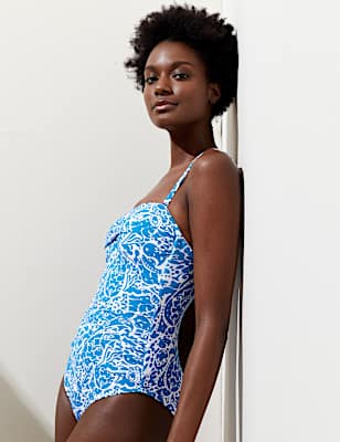 Tummy Control Printed Bandeau Swimsuit