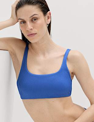 Ribbed Scoop Neck Bikini Top
