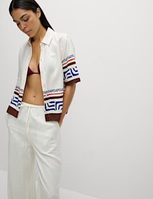 Linen Rich Printed Top