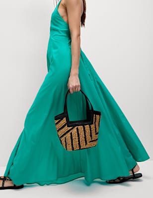 Pure Cotton Strappy V-Neck Midaxi Beach Dress