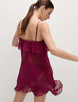 Cotton Rich Printed Mini Beach Dress