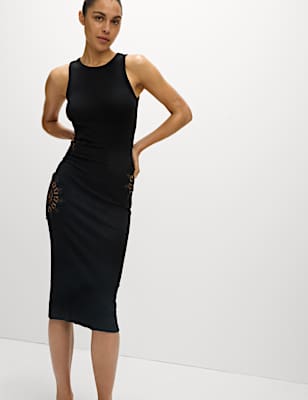 Broderie Round Neck Midaxi Beach Dress