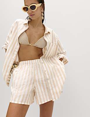 Pure Cotton Striped Long Sleeve Beach Shirt