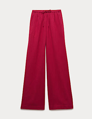 Cotton Rich Beach Trousers with Linen