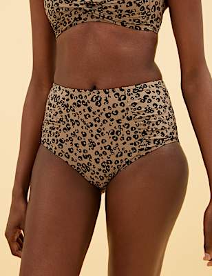 Tummy Control Animal Print Bikini Bottoms