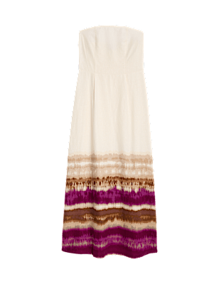 Linen Rich Bandeau Midaxi Dress