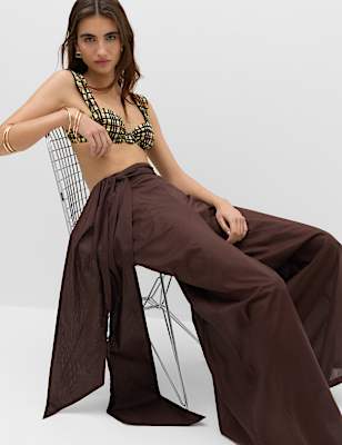 Pure Cotton Palazzo Wide Leg Trousers