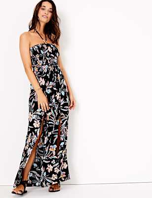 Floral Halter Neck Swing Beach Dress