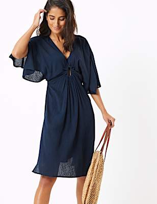 Cotton Rich Woven 3/4 Sleeve Kaftan