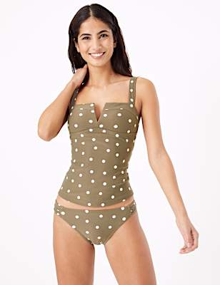 Spot Print V Wire Tankini Top