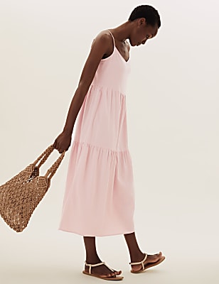 Linen Midi Tiered Dress