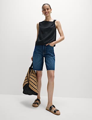 Linen Rich Twist One Shoulder Top