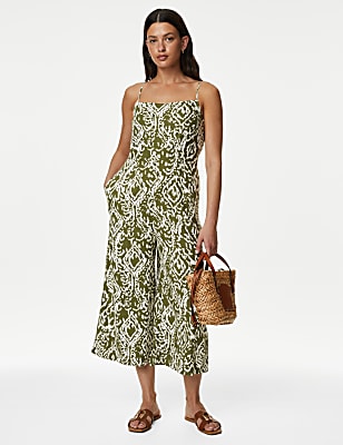 Linen Rich Printed Jumpsuit