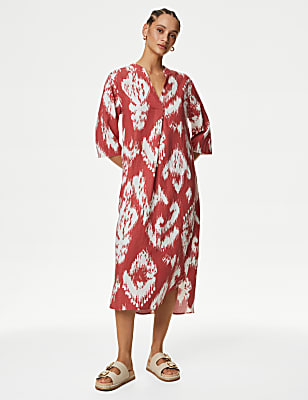 Linen Rich Printed V-Neck Tunic
