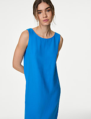 Linen Rich Knee Length Shift Dress